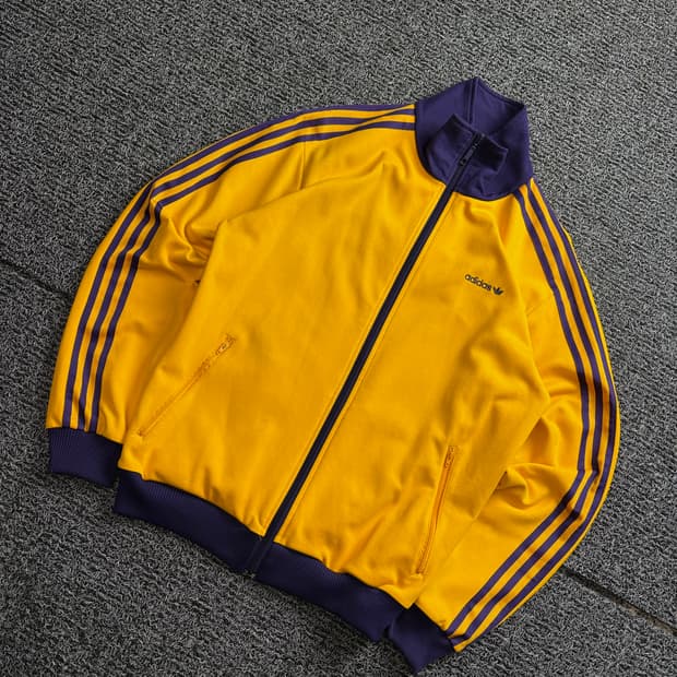 아디다스 베켄바우어 옐로우 퍼플 트랙탑 저지 2981