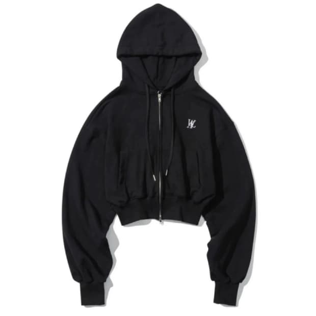 우알롱 크롭 후드집업 (거의 새상품)(black)(xs)