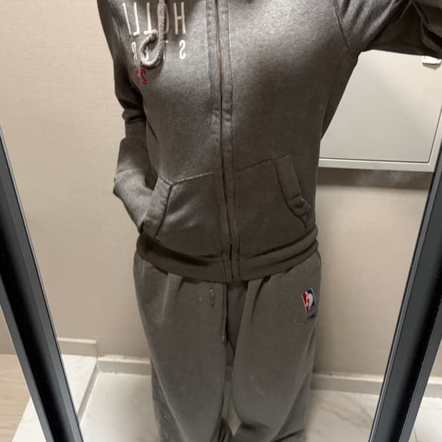 홀리스터 그레이 양털 후드집업 s