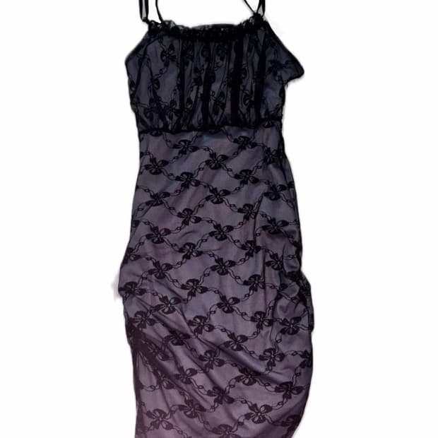 퍼플 리본 레이스 원피스