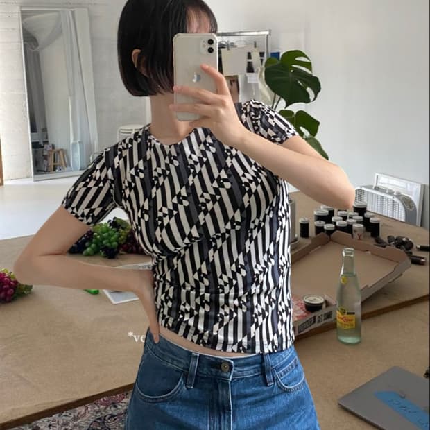 팬디 패턴 1/2 티셔츠 (Woman XS)
