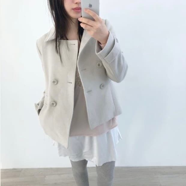 크림 화이트 알파카 자켓