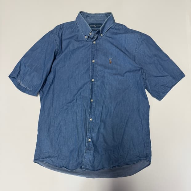 강추!! 폴로 랄프로렌 커스텀 핏 데님 반팔 셔츠 L ~ XL