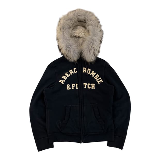 아베크롬비 y2k 울프죠 폭스 퍼 후드집업 양털 네이비