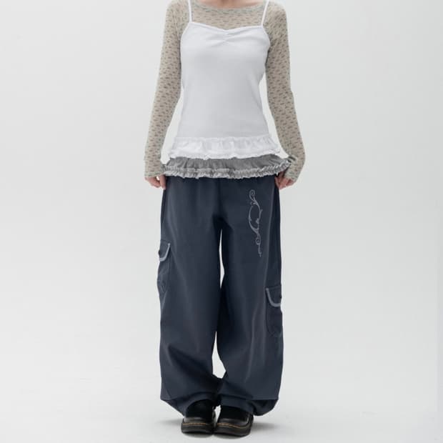 새상품 코튼 와이드 카고팬츠