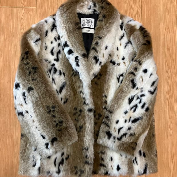 THREETIMES leopard fur jacket