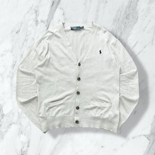 폴로 랄프로렌 멜란지 그레이 코튼 가디건 