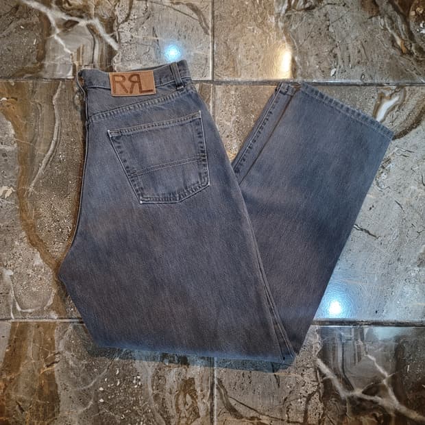 더블알엘 다크그레이 와이드 데님팬츠 