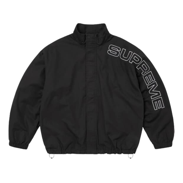 [L] 슈프림 스펠아웃 자수 립스탑 트랙 자켓 블랙 - 25FW