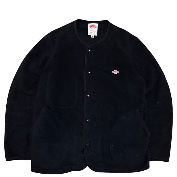 단톤 블랙 노카라 플리스 자켓