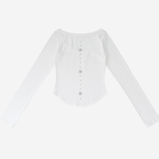 카시코 Monk Long Sleeve Top White