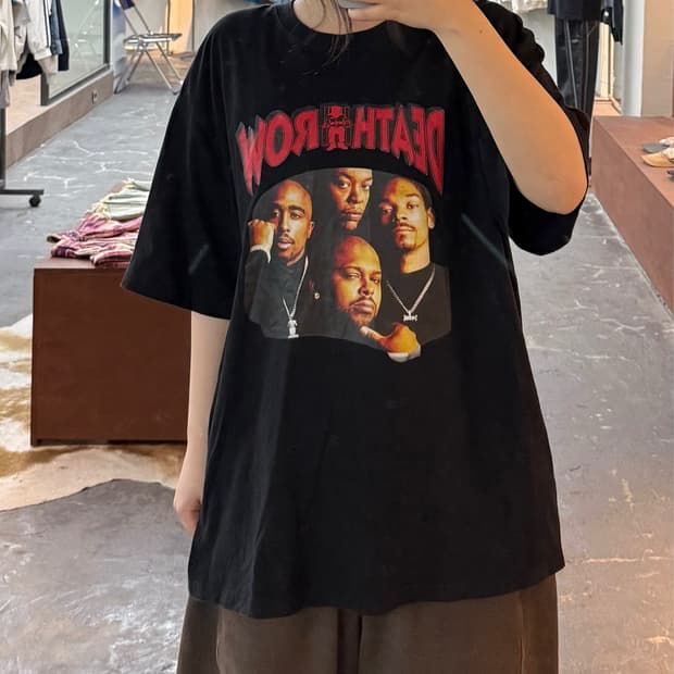 빈티지 Death row records 프린팅 반팔 H3177
