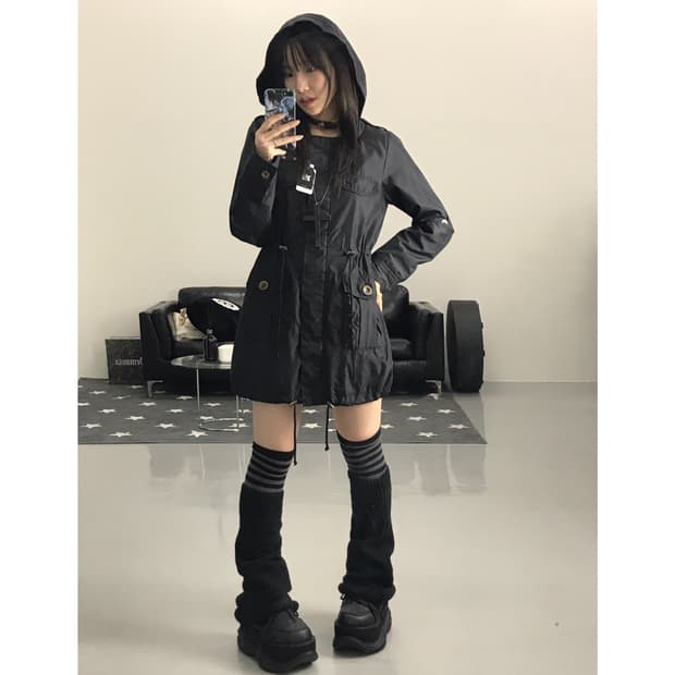 Jpn Black Nylon Puffer Jackets