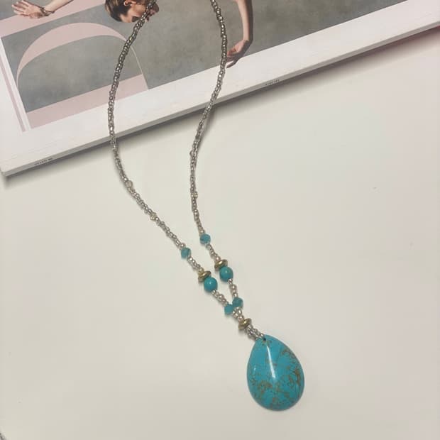 터키석 물방울 목걸이 일본 빈티지 y2k