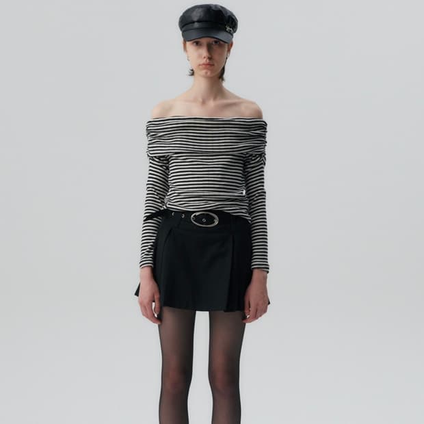 스트라이프 셔링 오프숄더