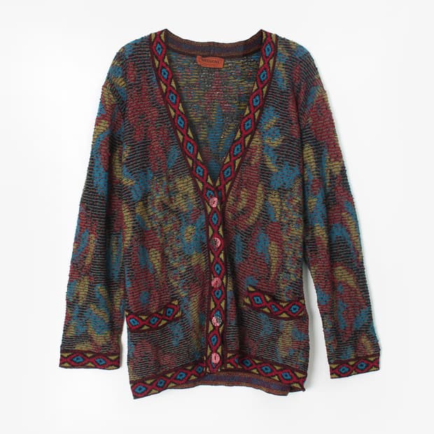 미쏘니 Missoni 빈티지 울 패턴 멀티컬러 니트 가디건