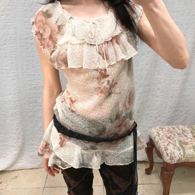 rose frill long knit