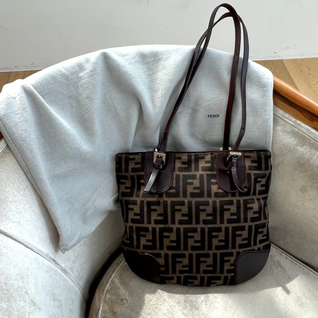 펜디 주키노 FF 로고 캔버스 숄더백