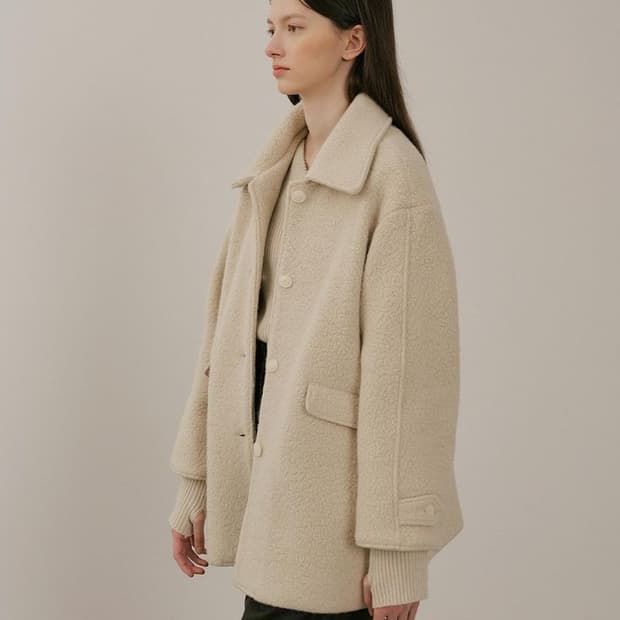 아워코모스 울 알파카 부클 하프 코트(F)