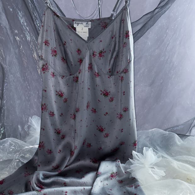 100% SILK Floral Silver Slip 0182