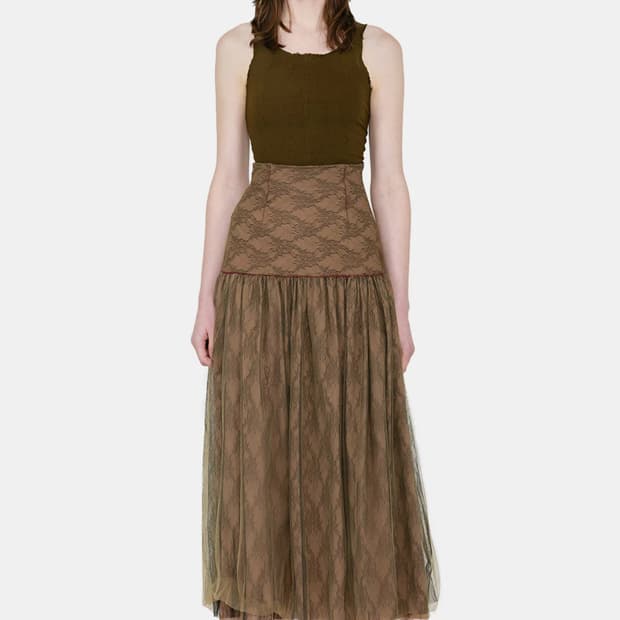 brown layered skirt