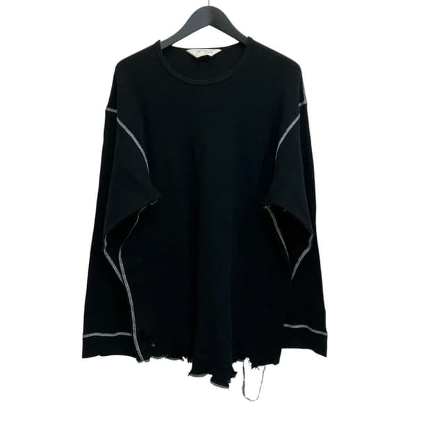 ANCELLM DAMAGE WAFFLE CREW  LS T-SHIRT