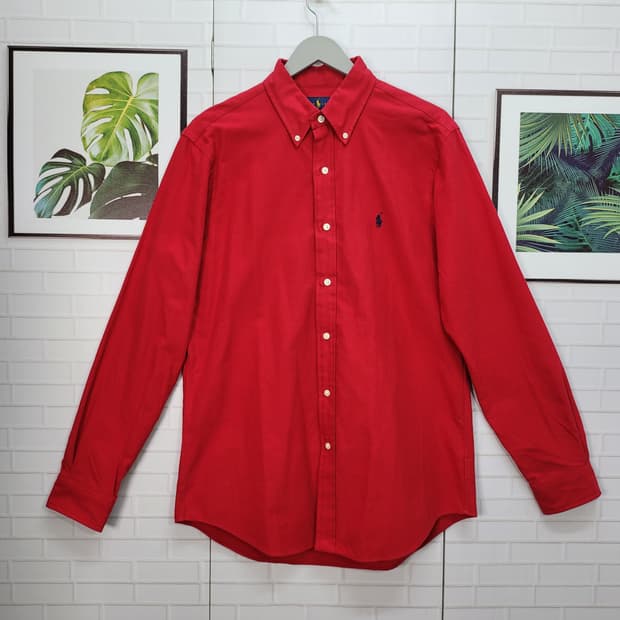 폴로랄프로렌 QR 인증 레드 클래식 셔츠 남방 M사이즈 새상품급