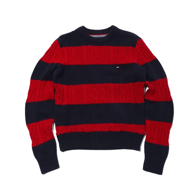 TOMMY HILFIGER 꽈베기 단가라 니트 women S