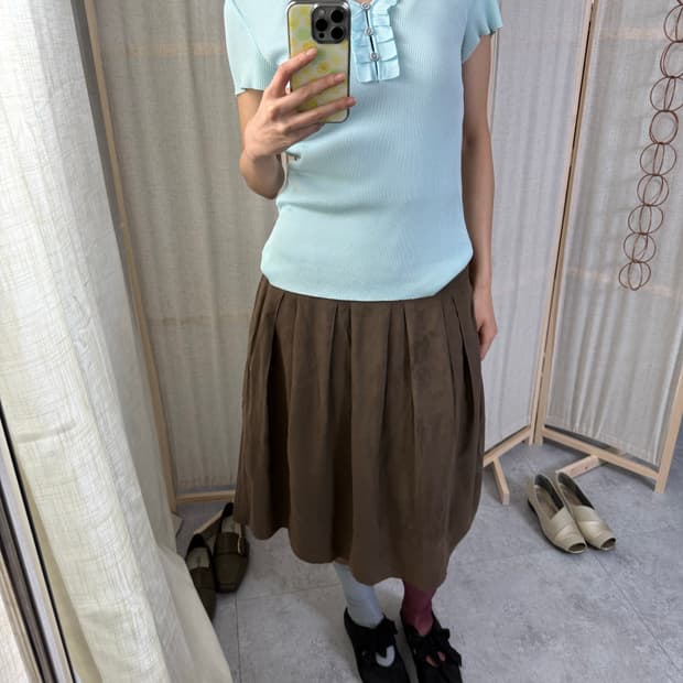 Two:c 벨루어 개더 미디스커트