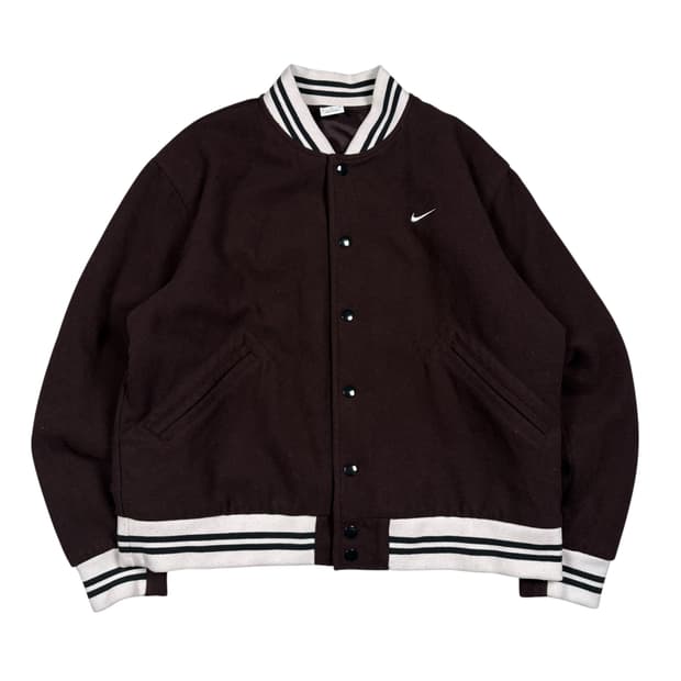 나이키 다크 브라운컬러 모직 바시티 자켓