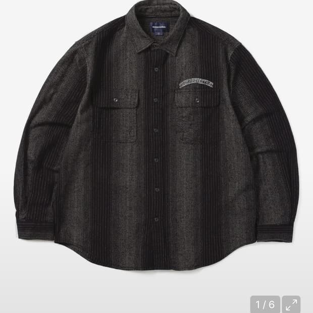 L사이즈 디스이즈네버댓 스트라이프 플란넬 셔츠 블랙
