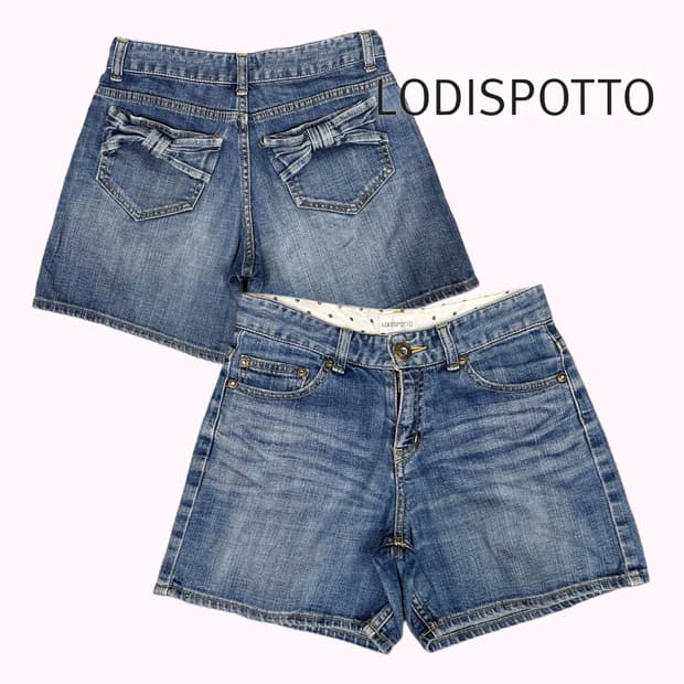 ribbon pocket denim shorts