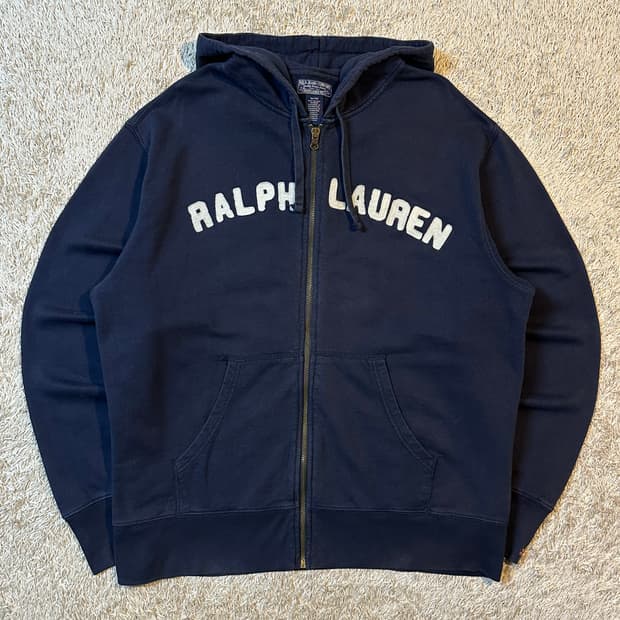 희귀) 90's 폴로 진스 스펠아웃 아치로고 후드집업 네이비