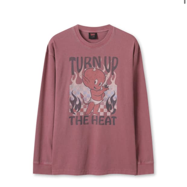 (새제품) 탑텐x핫스터프 가먼트다잉 긴팔 다크핑크 L (100)