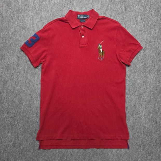 폴로 랄프로렌 빈티지 멀티포니빅포니 커스텀핏 pk 카라 반팔티 M