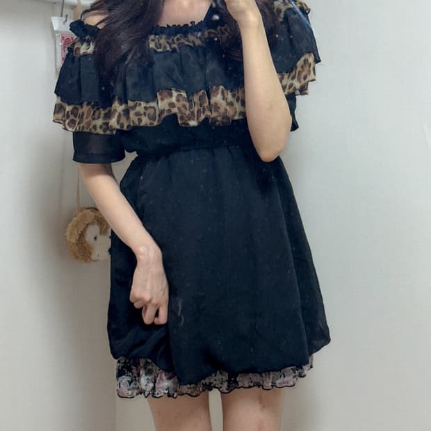 빈티지 호피 블라우스 러플 레이스 오네갸루 로걀 히메갸루 고딕 긱시크