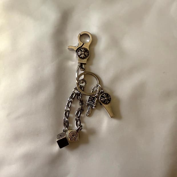 크롬 체인 디테일 메탈 키링 카라비너 스트릿 무드 새상품