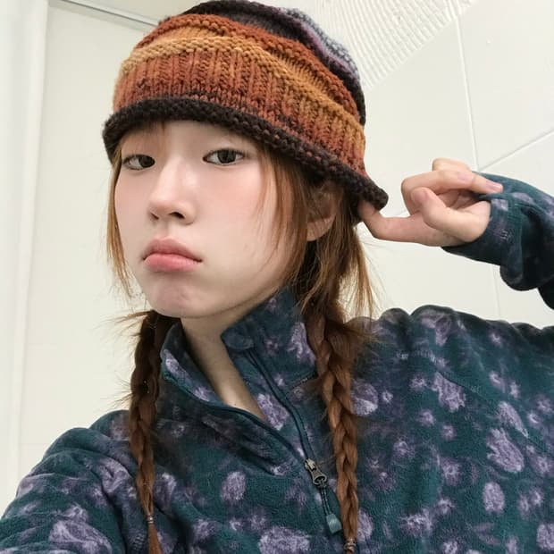 빈티지 그런지 하구미 니트 비니