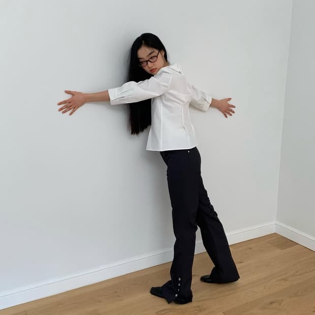 쿄호 kyoho 버튼 시어링 팬츠 차콜컬러 1사이즈