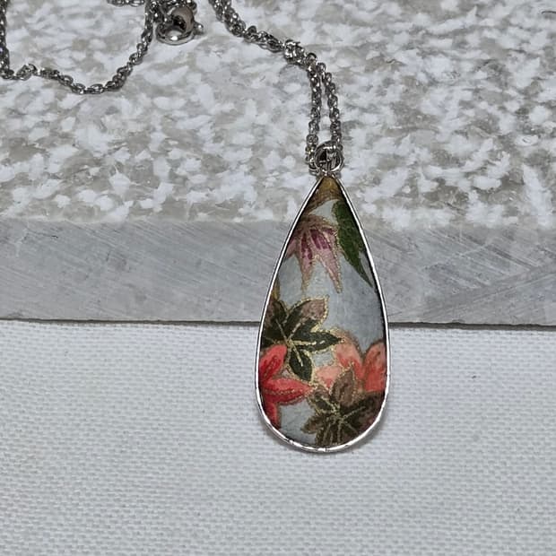일본 빈티지 플라워패턴 팬던트 목걸이