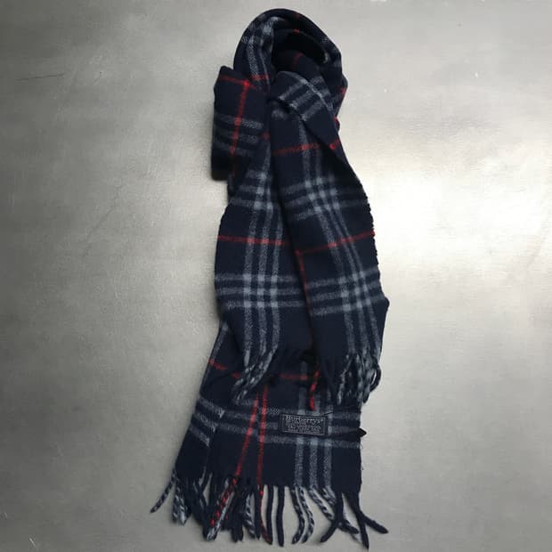 버버리 정품 램스울 머플러 네이비