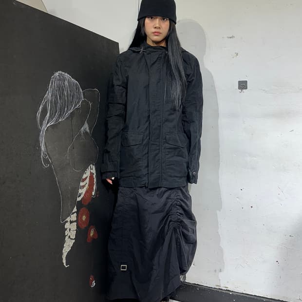 아르마니 블랙 빅후드 야상 자켓 M