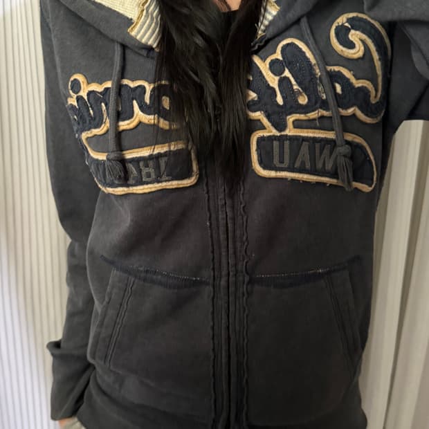 후아유 네이비 후드집업 s