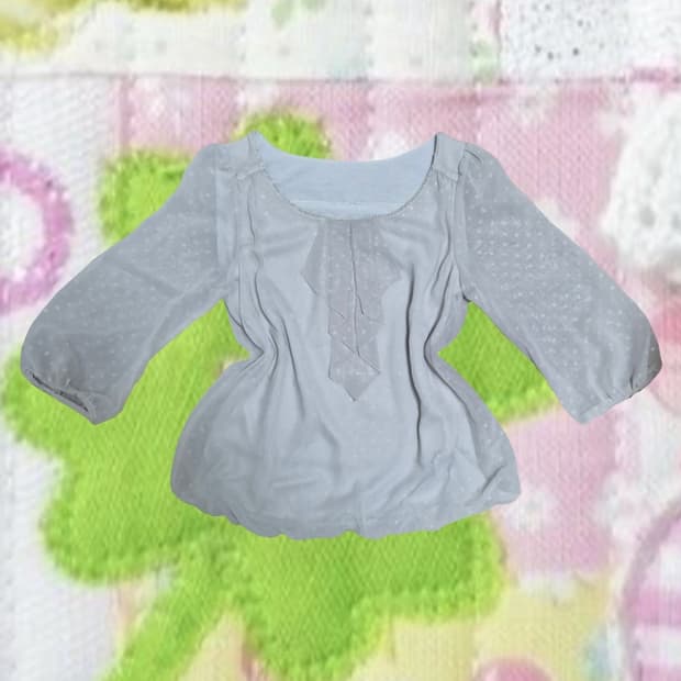 빈티지 모리걸 땡땡이 도트 블라우스 레이스 보트넥