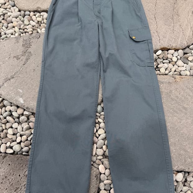 80s WASHED GREEN WIDE FRENCH 프렌치워크 와이드팬츠