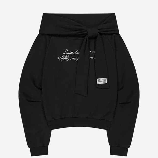 일리고 퓨어 보우 오프숄더 맨투맨 블랙