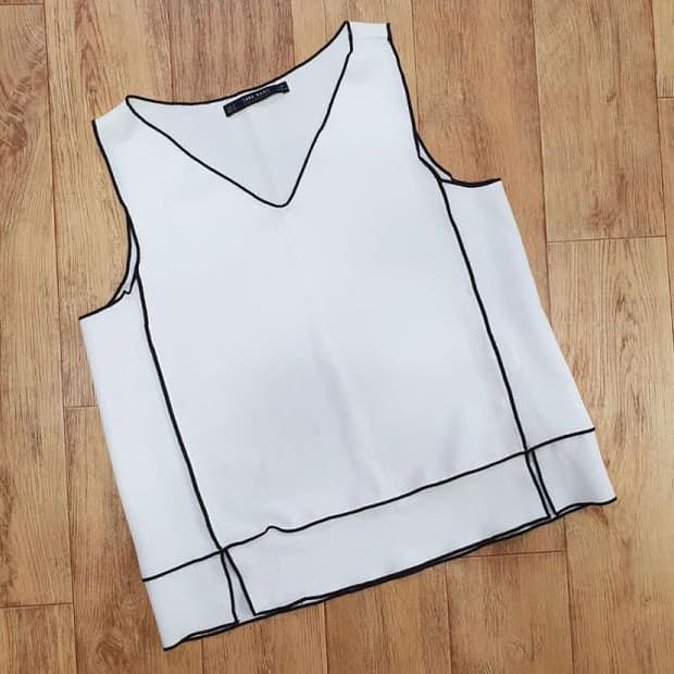 자라(ZARA) 라인 배색 티 55 새상품