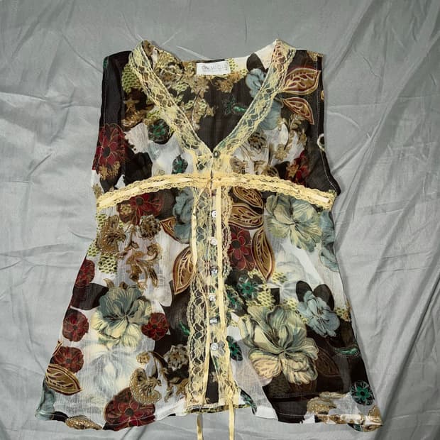✨vintage oriental flower lace sleeveless