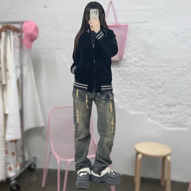 벨루어 블루종 자켓 