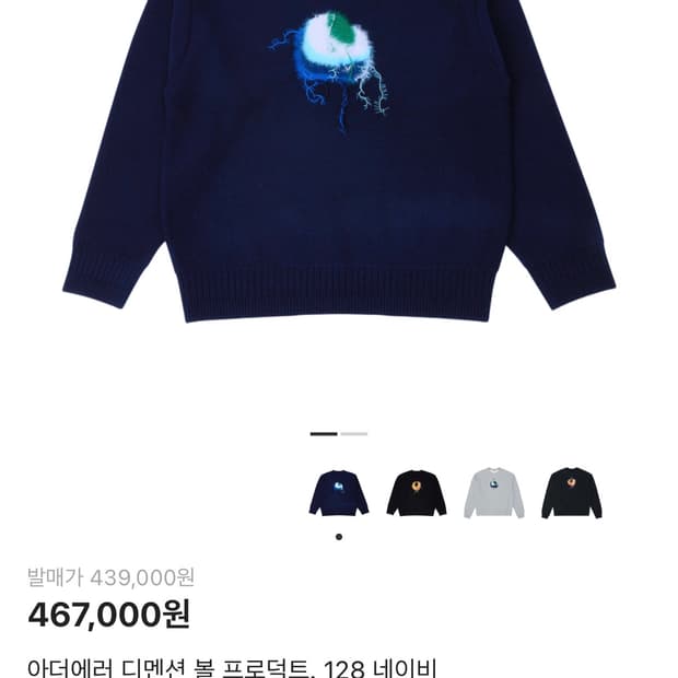 아더에러 디멘션 볼 프로덕트. 128 네이비 니트